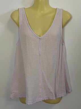 Splendid Lightweight Frayed-Hem Lavendar Tank Top